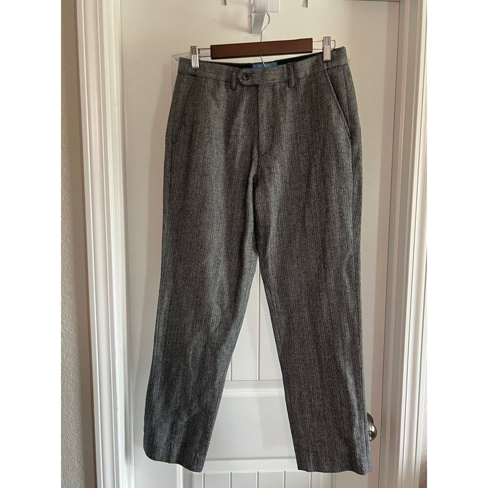 SOLOVEDRESS Herringbone Patterned Dress Pants